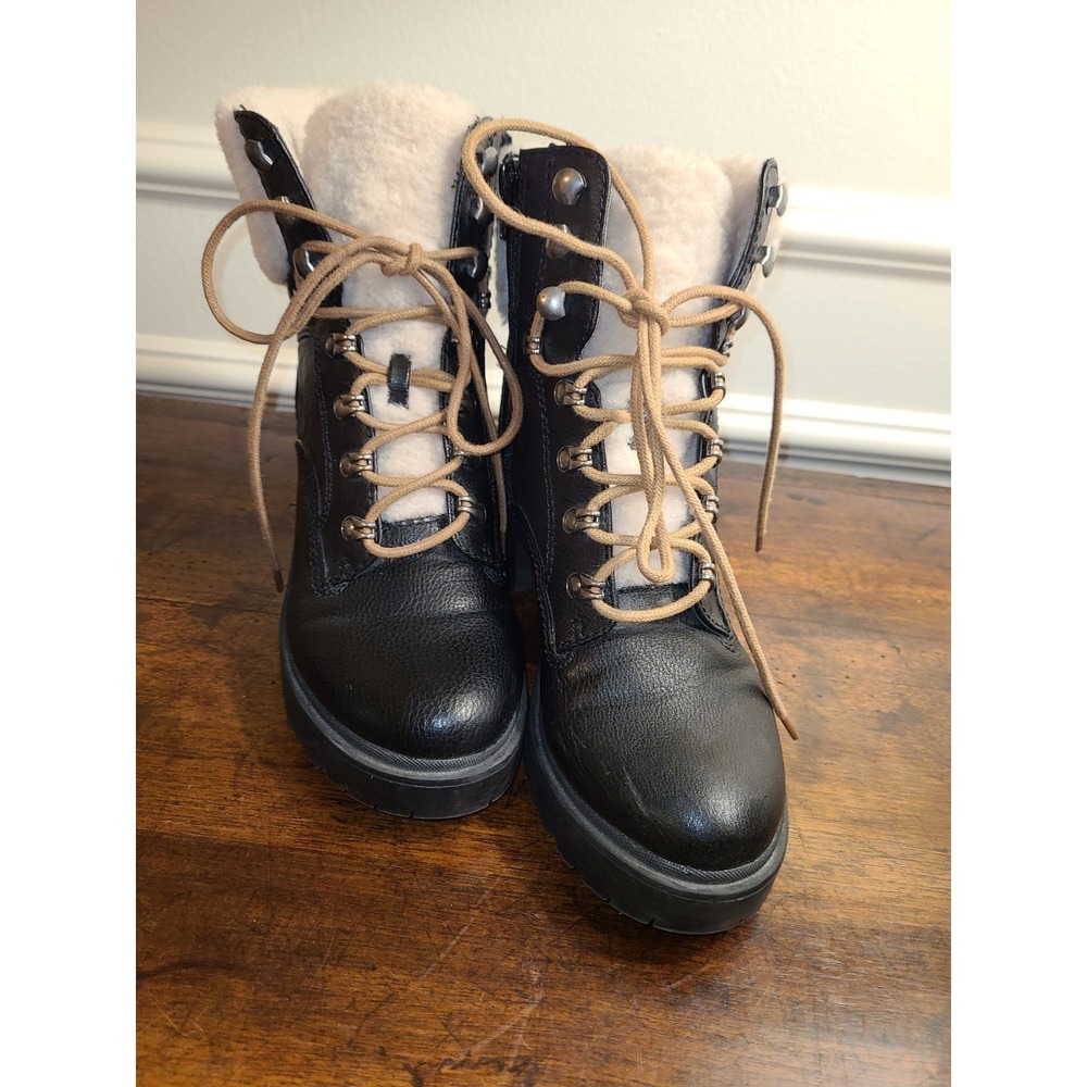 Indigo Rd Mallory Combat Boots Faux Fur Faux Leather Lace Up Zipper Womens 8.5M